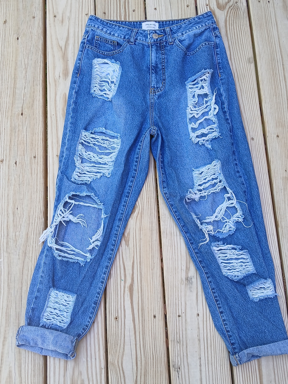 Distressed Blue Ankle Crop Women's Jeans